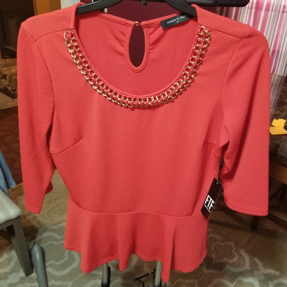 Chain Detail Peplum Top